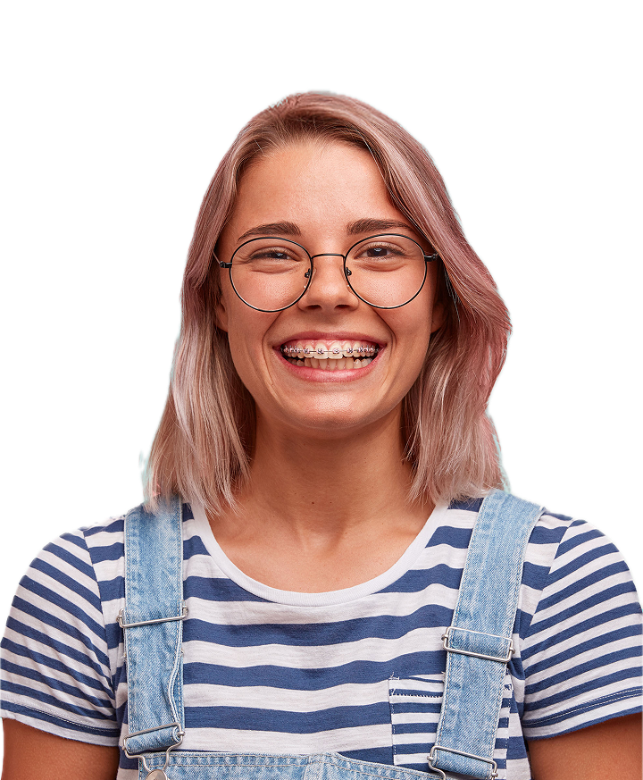 Smiling Teen Girl Wearing Braces