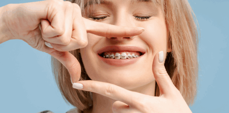 Smiling Girl Wearing Braces