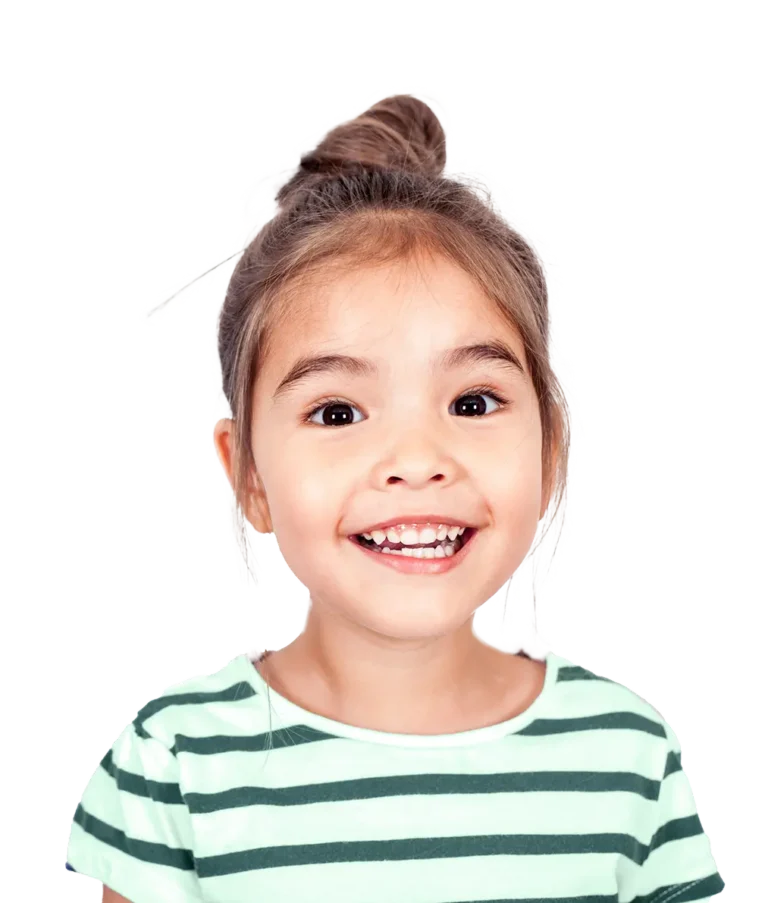 Happy Girl With A Green Striped Shirt