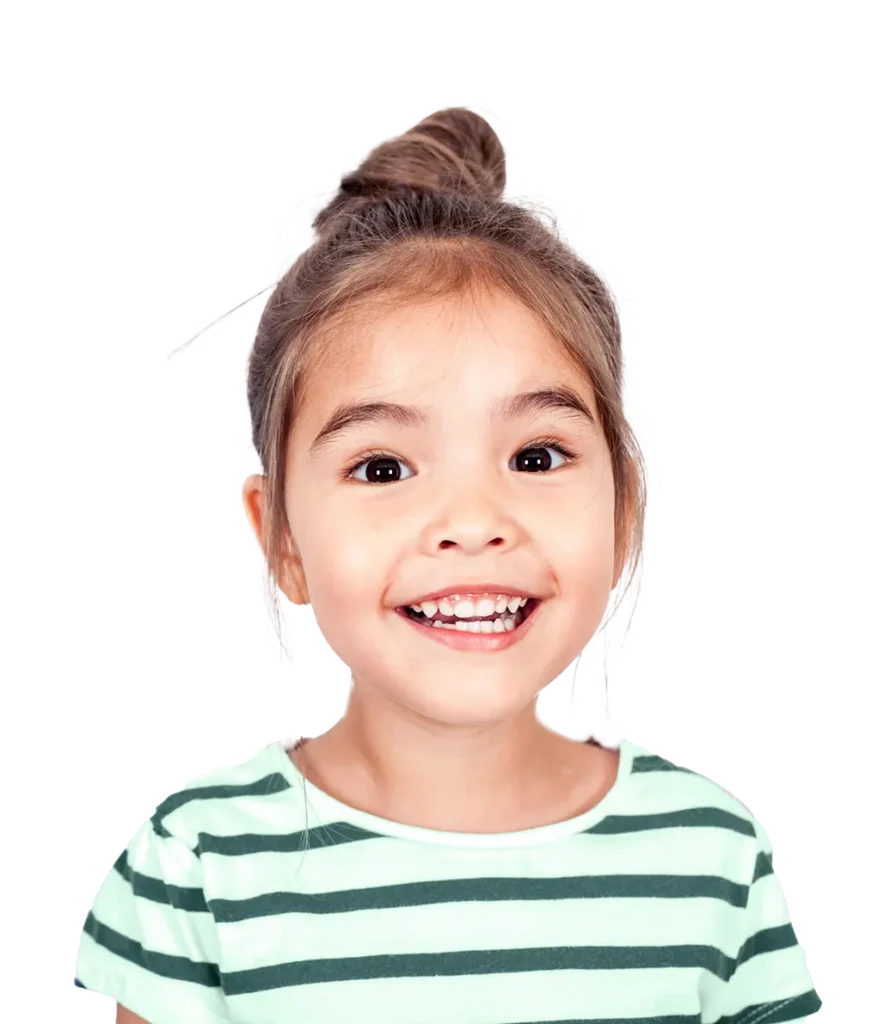 Happy Girl With A Green Striped Shirt