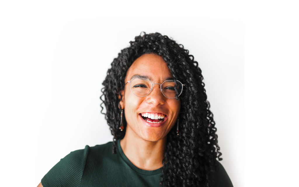 Smiling woman showing off her teeth